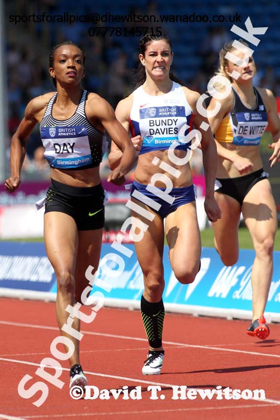 Christine Day (Jam) 2nd and Seren Bundy-Davies (GB) 4th in the womens 400 metres, IAAF Diamond League, Birmingham. Photo: David T. Hewitson/Sports for All Pics